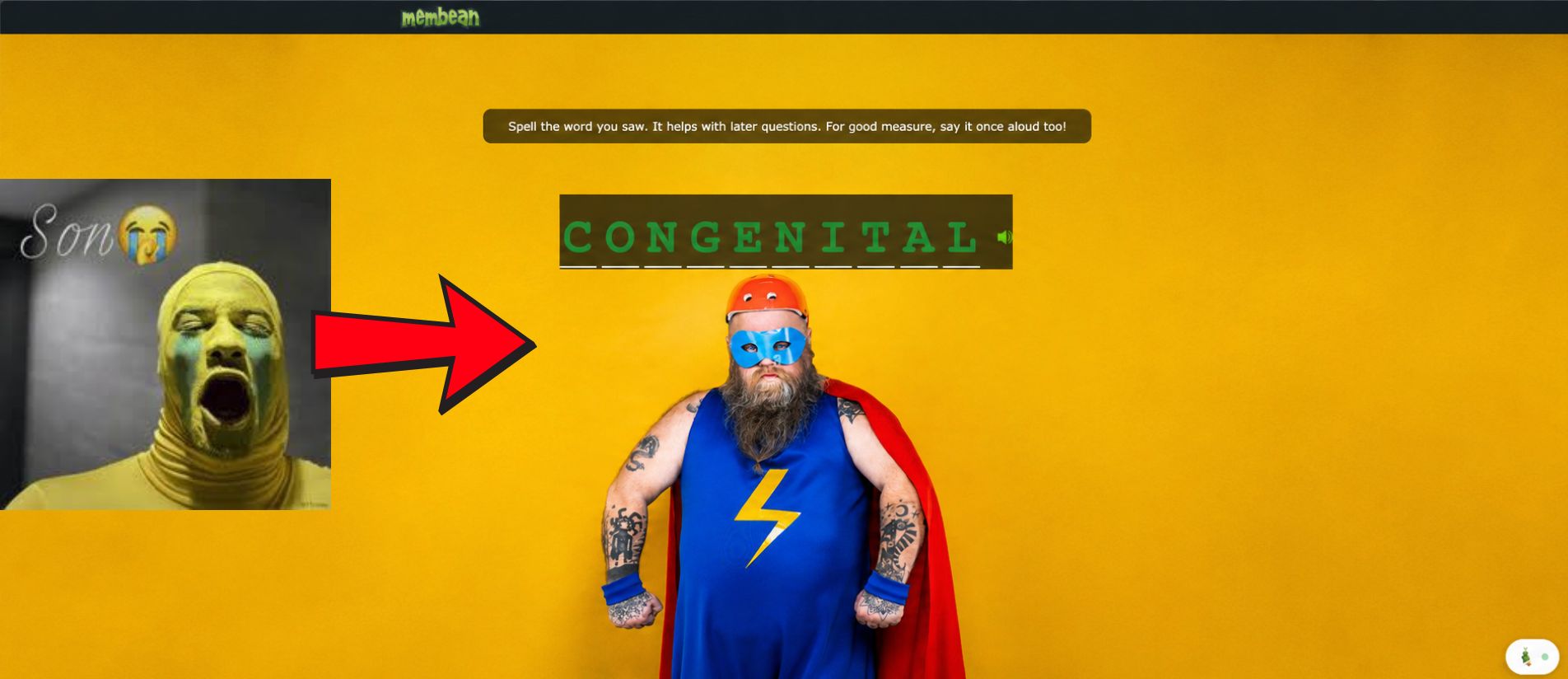 MemGenie auto-typing the correct answer into a Membean question