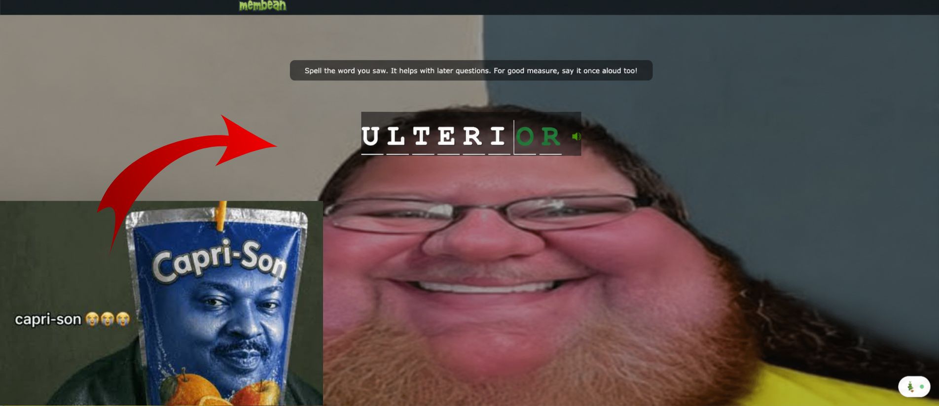 The MemGenie Membean extension running inside the browser